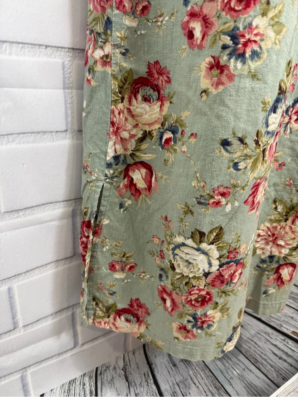 Floral Maxi Dress Sleeveless Side Slit romantic bohemian Cottagecore Boho Size L
